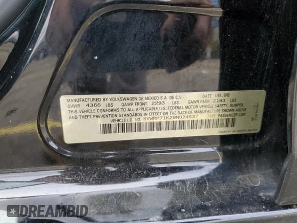 ✅ 2009 Volkswagen Jetta SE • VIN: 3VWRM71K29M024537 • Lot: 85837855. Wystawiony na Copart z przebiegiem 123 831 mil. Bezpłatny archiwum sprzedaży aukcyjnych z USA i szczegółowy raport historii pojazdu na DreamBid. Zdjęcie 12.