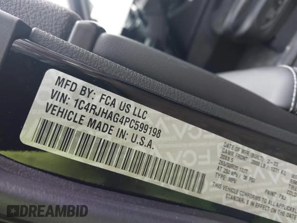 ✅ 2023 Jeep Grand Cherokee Laredo • VIN: 1C4RJHAG4PC599198 • Lot: 41741474. Listed on IAAI with 19,162 mi. Free auction sales archive from the USA and detailed vehicle history report at DreamBid. Image 9.