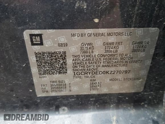 ✅ 2019 Chevrolet Silverado 1500 LT • VIN: 1GCRYDED0KZ270797 • Lot: 61334995. Wystawiony na Copart z przebiegiem Nie podano. Bezpłatny archiwum sprzedaży aukcyjnych z USA i szczegółowy raport historii pojazdu na DreamBid. Zdjęcie 12.