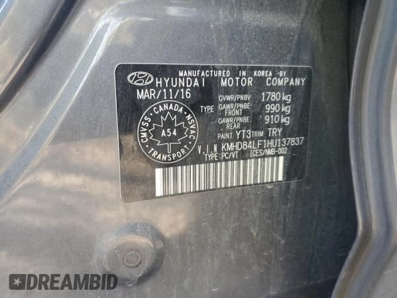 ✅ 2017 Hyundai Elantra Limited • VIN: KMHD84LF1HU137837 • Lot: 86782905. Listed on Copart with 205,772 mi. Free auction sales archive from the USA and detailed vehicle history report at DreamBid. Image 12.