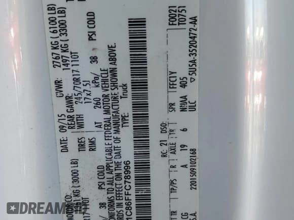 ✅ 2015 Ford F-150 XL • VIN: 1FTEX1C86FFC78996 • Lot: 87406055. Listed on Copart with 111,392 mi. Free auction sales archive from the USA and detailed vehicle history report at DreamBid. Image 12.