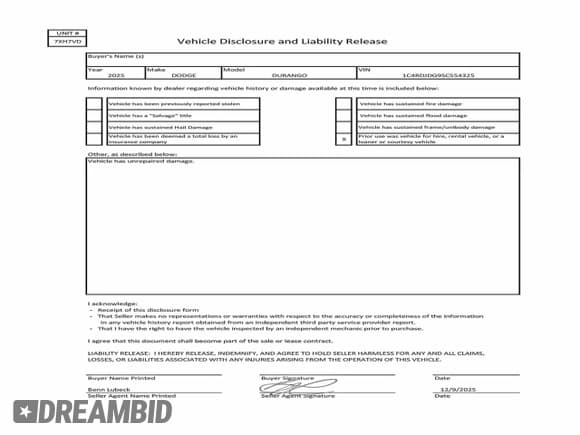 ✅ 2025 Dodge Durango GT • VIN: 1C4RDJDG9SC554325 • Лот: 95777235. Опубликован ранее на Copart с пробегом 5 616 миль. Бесплатный доступ к архиву аукционных продаж из США и подробный отчёт об истории автомобиля на DreamBid. Изображение 10.
