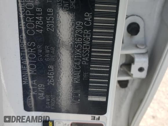 ✅ 2019 Kia Cadenza Technology • VIN: KNALC4J1XK5167309 • Lot: 61524475. Listed on Copart with 57,300 mi. Free auction sales archive from the USA and detailed vehicle history report at DreamBid. Image 12.