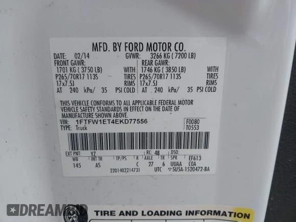 ✅ 2014 Ford F-150 XLT • VIN: 1FTFW1ET4EKD77556 • Lot: 43129733. Listed on IAAI with 144,332 mi. Free auction sales archive from the USA and detailed vehicle history report at DreamBid. Image 9.