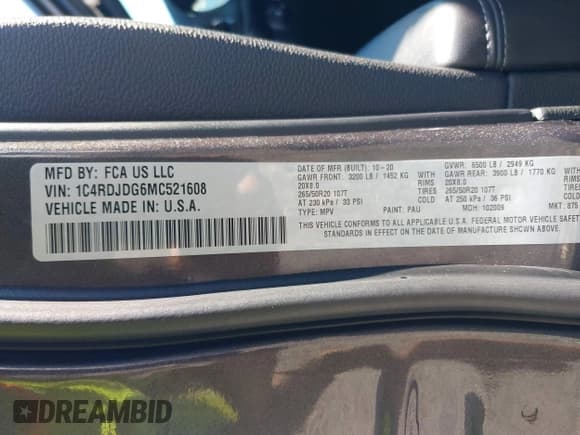 ✅ 2021 Dodge Durango GT Plus • VIN: 1C4RDJDG6MC521608 • Lot: 43076236. Wystawiony na IAAI z przebiegiem 62 629 mil. Bezpłatny archiwum sprzedaży aukcyjnych z USA i szczegółowy raport historii pojazdu na DreamBid. Zdjęcie 9.