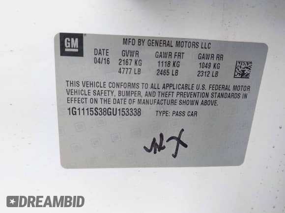 ✅ 2016 Chevrolet Impala LT • VIN: 1G1115S38GU153338 • Лот: 43367491. Опубликован ранее на IAAI с пробегом 63 254 миль. Бесплатный доступ к архиву аукционных продаж из США и подробный отчёт об истории автомобиля на DreamBid. Изображение 9.