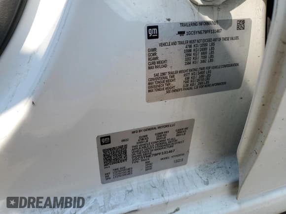 ✅ 2023 Chevrolet Silverado 2500HD LT • VIN: 1GC5YNE79PF131467 • Lot: 69922114. Listed on Copart with 46,187 mi. Free auction sales archive from the USA and detailed vehicle history report at DreamBid. Image 12.