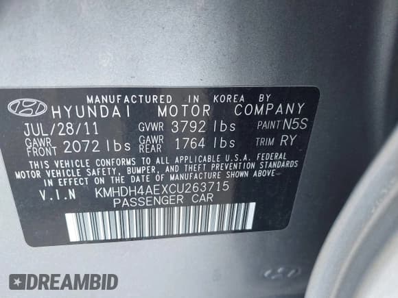 ✅ 2012 Hyundai Elantra GLS • VIN: KMHDH4AEXCU263715 • Лот: 43809732. Опубликован ранее на IAAI с пробегом 175 382 миль. Бесплатный доступ к архиву аукционных продаж из США и подробный отчёт об истории автомобиля на DreamBid. Изображение 9.