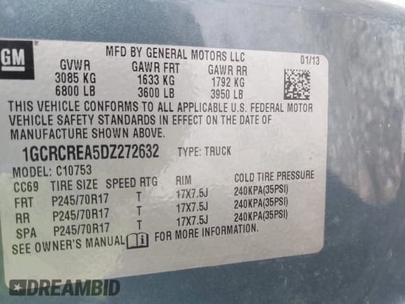 ✅ 2013 Chevrolet Silverado 1500 LS • VIN: 1GCRCREA5DZ272632 • Lot: 43510830. Listed on IAAI with 86,640 mi. Free auction sales archive from the USA and detailed vehicle history report at DreamBid. Image 9.