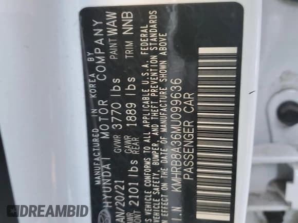 ✅ 2021 Hyundai Venue SE • VIN: KMHRB8A36MU099636 • Lot: 86895644. Listed on Copart with 35,537 mi. Free auction sales archive from the USA and detailed vehicle history report at DreamBid. Image 12.