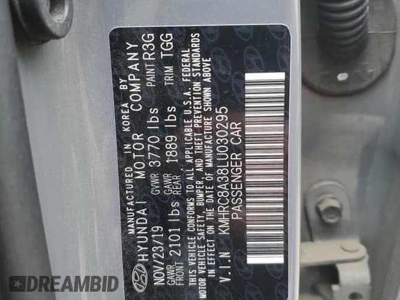 ✅ 2020 Hyundai Venue SEL • VIN: KMHRC8A38LU030295 • Lot: 85872184. Listed on Copart with 113,468 mi. Free auction sales archive from the USA and detailed vehicle history report at DreamBid. Image 13.