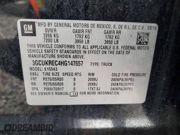 2017 Chevrolet Silverado 1500 LT с VIN 3GCUKREC4HG147657, выставлен на аукционе Copart как лот 82786205 с пробегом 163 857 миль миль и Списание • Salvage title. История ставок и продаж доступна на DreamBid. Изображение 12.