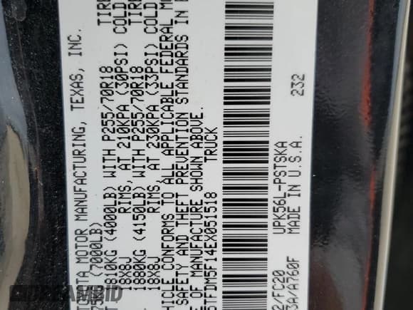 ✅ 2014 Toyota Tundra SR5 • VIN: 5TFDM5F14EX051518 • Lot: 76700424. Listed on Copart with 157,451 mi. Free auction sales archive from the USA and detailed vehicle history report at DreamBid. Image 12.