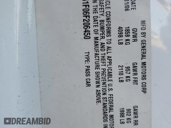 ✅ 2006 Chevrolet Malibu 0LT • VIN: 1G1ZT51F06F206450 • Lot: 80566865. Listed on Copart with 128,023 mi. Free auction sales archive from the USA and detailed vehicle history report at DreamBid. Image 12.