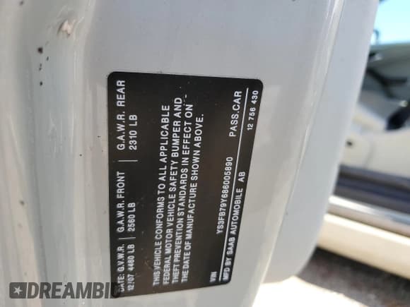 ✅ 2008 Saab 9-3 • VIN: YS3FB79Y686005890 • Lot: 77331064. Wystawiony na Copart z przebiegiem 187 143 mil. Bezpłatny archiwum sprzedaży aukcyjnych z USA i szczegółowy raport historii pojazdu na DreamBid. Zdjęcie 12.