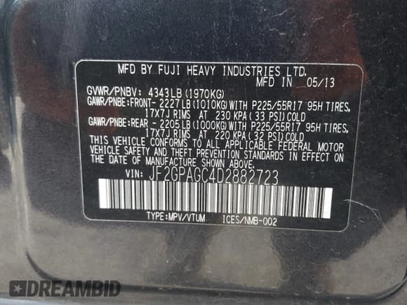 ✅ 2013 Subaru Crosstrek Limited • VIN: JF2GPAGC4D2882723 • Лот: 43471871. Опубликован ранее на IAAI с пробегом 141 499 миль. Бесплатный доступ к архиву аукционных продаж из США и подробный отчёт об истории автомобиля на DreamBid. Изображение 9.