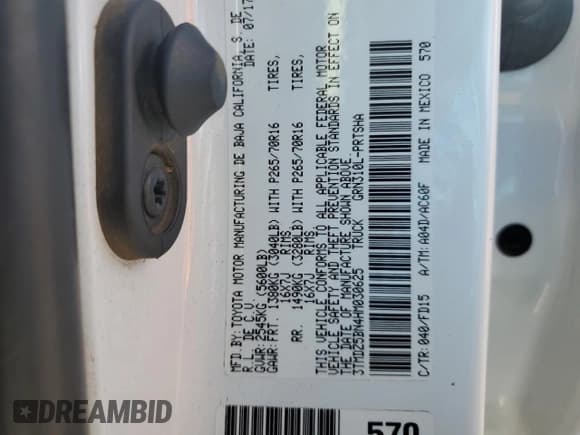 ✅ 2017 Toyota Tacoma TRD Off Road • VIN: 3TMDZ5BN4HM030625 • Lot: 80743955. Wystawiony na Copart z przebiegiem 138 093 mil. Bezpłatny archiwum sprzedaży aukcyjnych z USA i szczegółowy raport historii pojazdu na DreamBid. Zdjęcie 12.