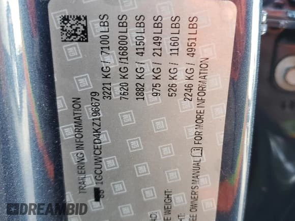 ✅ 2019 Chevrolet Silverado 1500 LT • VIN: 1GCUWCED4KZ196679 • Lot: 76488604. Wystawiony na Copart z przebiegiem 34 390 mil. Bezpłatny archiwum sprzedaży aukcyjnych z USA i szczegółowy raport historii pojazdu na DreamBid. Zdjęcie 12.