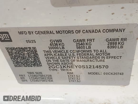 ✅ 2025 Chevrolet Silverado 2500HD LT • VIN: 2GC1KNEY0S1214570 • Lot: 43302687. Wystawiony na IAAI z przebiegiem 7 770 mil. Bezpłatny archiwum sprzedaży aukcyjnych z USA i szczegółowy raport historii pojazdu na DreamBid. Zdjęcie 9.
