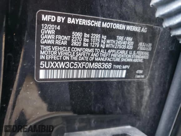 ✅ 2015 BMW X4 xDrive28i • VIN: 5UXXW3C5XF0M88368 • Lot: 66285492. Wystawiony na Copart z przebiegiem 142 143 mil. Bezpłatny archiwum sprzedaży aukcyjnych z USA i szczegółowy raport historii pojazdu na DreamBid. Zdjęcie 10.