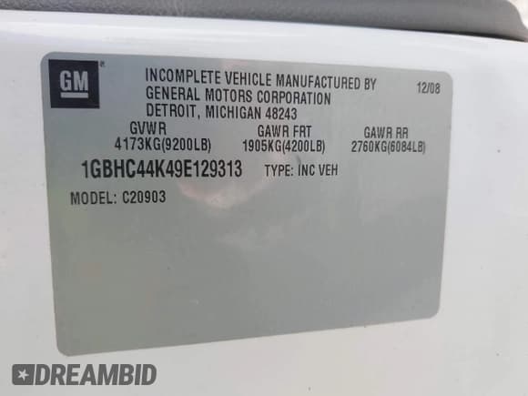 ✅ 2009 Chevrolet Silverado 2500HD Work Truck • VIN: 1GBHC44K49E129313 • Lot: 43602489. Listed on IAAI with 308,651 mi. Free auction sales archive from the USA and detailed vehicle history report at DreamBid. Image 9.