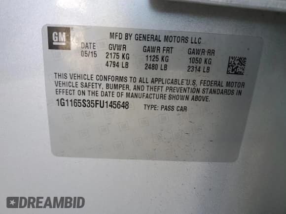 ✅ 2015 Chevrolet Impala LTZ • VIN: 1G1165S35FU145648 • Лот: 72815914. Опубликован ранее на Copart с пробегом 137 994 миль. Бесплатный доступ к архиву аукционных продаж из США и подробный отчёт об истории автомобиля на DreamBid. Изображение 15.