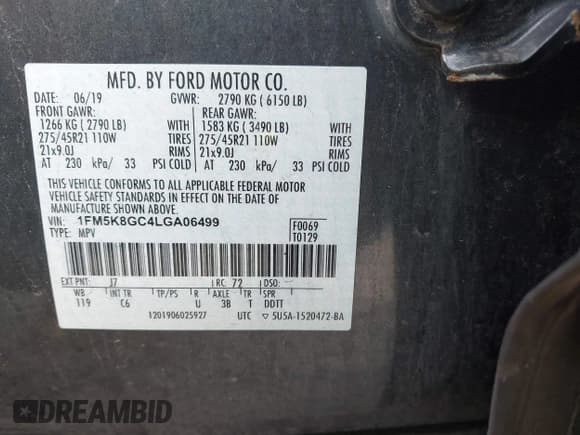 ✅ 2020 Ford Explorer ST • VIN: 1FM5K8GC4LGA06499 • Lot: 43795463. Wystawiony na IAAI z przebiegiem 117 118 mil. Bezpłatny archiwum sprzedaży aukcyjnych z USA i szczegółowy raport historii pojazdu na DreamBid. Zdjęcie 9.