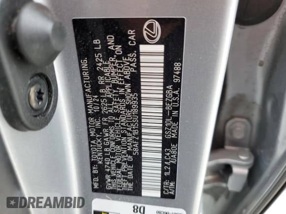 ✅ 2025 Lexus ES 350 Ultra Luxury • VIN: 58AFZ1B15SU189935 • Lot: 55284025. Listed on Copart with 21,684 mi. Free auction sales archive from the USA and detailed vehicle history report at DreamBid. Image 13.