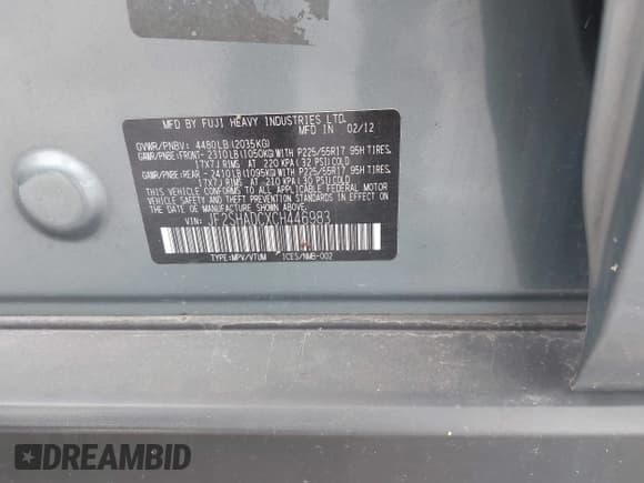 ✅ 2012 Subaru Forester X Premium • VIN: JF2SHADCXCH446983 • Лот: 43751859. Опубликован ранее на IAAI с пробегом 139 380 миль. Бесплатный доступ к архиву аукционных продаж из США и подробный отчёт об истории автомобиля на DreamBid. Изображение 9.