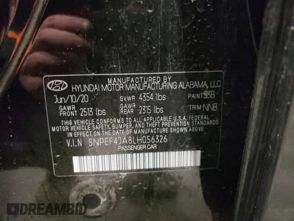 2020 Hyundai Sonata SEL z VIN 5NPEF4JA8LH056326, wystawiony jako Copart lot #66722552 z przebiegiem 14 868 mil mil oraz . Historia ofert i sprzedaży dostępna na DreamBid. Obrazek 10.