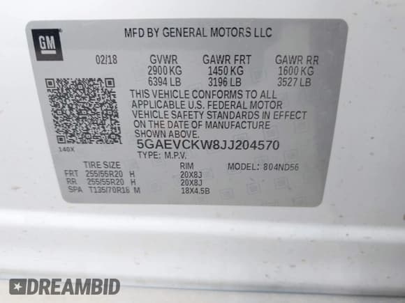 ✅ 2018 Buick Enclave Avenir • VIN: 5GAEVCKW8JJ204570 • Лот: 43137204. Опубликован ранее на IAAI с пробегом 130 652 миль. Бесплатный доступ к архиву аукционных продаж из США и подробный отчёт об истории автомобиля на DreamBid. Изображение 9.