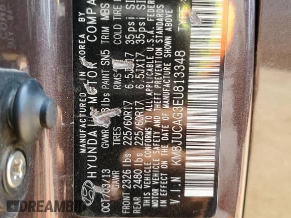 2014 Hyundai Tucson SE z VIN KM8JUCAG3EU813348, wystawiony jako Copart lot #61235045 z przebiegiem 77 597 mil mil oraz Szkoda całkowita • Salvage title. Historia ofert i sprzedaży dostępna na DreamBid. Obrazek 12.