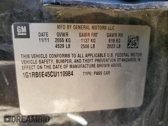 ✅ 2012 Chevrolet Volt • VIN: 1G1RB6E45CU110984 • Lot: 81017454. Wystawiony na Copart z przebiegiem 191 752 mil. Bezpłatny archiwum sprzedaży aukcyjnych z USA i szczegółowy raport historii pojazdu na DreamBid. Zdjęcie 13.