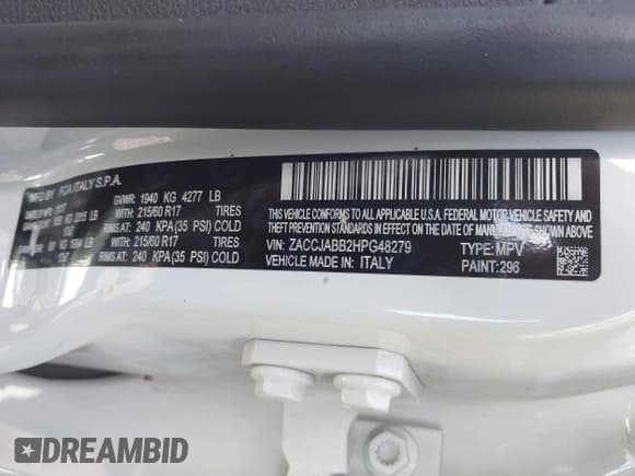 ✅ 2017 Jeep Renegade Latitude • VIN: ZACCJABB2HPG48279 • Лот: 43122758. Опубликован ранее на IAAI с пробегом 109 885 миль. Бесплатный доступ к архиву аукционных продаж из США и подробный отчёт об истории автомобиля на DreamBid. Изображение 9.