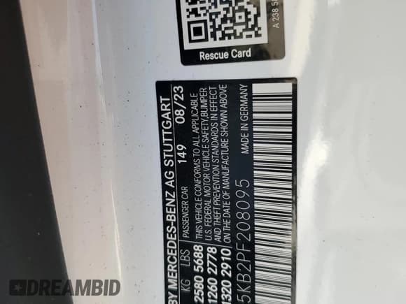 ✅ 2023 Mercedes-Benz E 450 • VIN: W1K1K5KB2PF208095 • Лот: 67848515. Опубликован ранее на Copart с пробегом 6 819 миль. Бесплатный доступ к архиву аукционных продаж из США и подробный отчёт об истории автомобиля на DreamBid. Изображение 13.