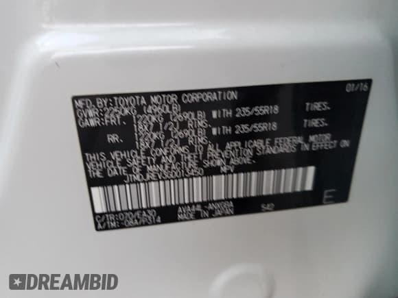 ✅ 2016 Toyota RAV4 Limited • VIN: JTMDJREV3GD013450 • Лот: 91851485. Опубликован ранее на Copart с пробегом 126 557 миль. Бесплатный доступ к архиву аукционных продаж из США и подробный отчёт об истории автомобиля на DreamBid. Изображение 13.