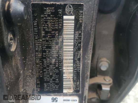 2023 Toyota Camry LE z VIN 4T1C11BK6PU102562, wystawiony jako Copart lot #65087875 z przebiegiem Nie podano mil oraz Szkoda całkowita • Salvage title. Historia ofert i sprzedaży dostępna na DreamBid. Obrazek 12.