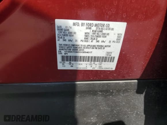 ✅ 2016 Ford Explorer XLT • VIN: 1FM5K7D80GGB94017 • Лот: 82179755. Опубликован ранее на Copart с пробегом 103 484 миль. Бесплатный доступ к архиву аукционных продаж из США и подробный отчёт об истории автомобиля на DreamBid. Изображение 14.