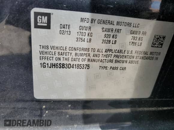 2013 Chevrolet Sonic RS с VIN 1G1JH6SB3D4185375, выставлен на аукционе Copart как лот 70990374 с пробегом 124 468 миль миль и Чистый • Clean title. История ставок и продаж доступна на DreamBid. Изображение 13.