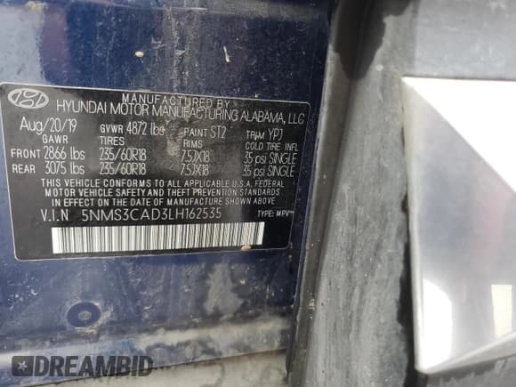 ✅ 2020 Hyundai Santa Fe SEL • VIN: 5NMS3CAD3LH162535 • Lot: 66919764. Wystawiony na Copart z przebiegiem 98 491 mil. Bezpłatny archiwum sprzedaży aukcyjnych z USA i szczegółowy raport historii pojazdu na DreamBid. Zdjęcie 13.