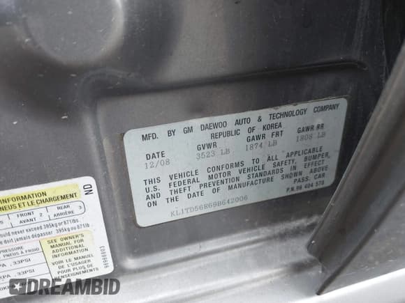 ✅ 2009 Chevrolet Aveo 1LT • VIN: KL1TD56E69B642006 • Lot: 41726655. Wystawiony na IAAI z przebiegiem Nie podano. Bezpłatny archiwum sprzedaży aukcyjnych z USA i szczegółowy raport historii pojazdu na DreamBid. Zdjęcie 9.