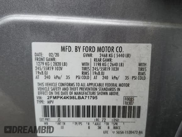 ✅ 2020 Ford Edge Titanium • VIN: 2FMPK4K98LBA71795 • Lot: 90350875. Wystawiony na Copart z przebiegiem 92 560 mil. Bezpłatny archiwum sprzedaży aukcyjnych z USA i szczegółowy raport historii pojazdu na DreamBid. Zdjęcie 12.