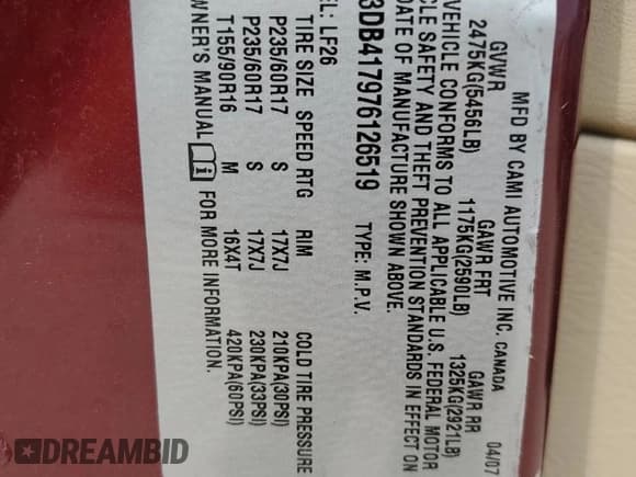 ✅ 2007 Suzuki XL7 Luxury • VIN: 2S3DB417976126519 • Lot: 76001904. Listed on Copart with Not provided. Free auction sales archive from the USA and detailed vehicle history report at DreamBid. Image 13.