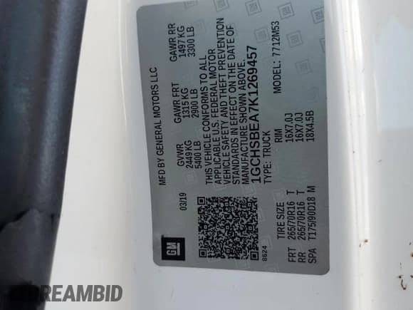 ✅ 2019 Chevrolet Colorado 2WD Work Truck • VIN: 1GCHSBEA7K1269457 • Lot: 69404565. Wystawiony na Copart z przebiegiem 113 008 mil. Bezpłatny archiwum sprzedaży aukcyjnych z USA i szczegółowy raport historii pojazdu na DreamBid. Zdjęcie 13.