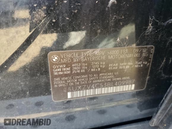 ✅ 2011 BMW X5 35i • VIN: 5UXZV4C53BL409987 • Lot: 84906645. Wystawiony na Copart z przebiegiem 106 838 mil. Bezpłatny archiwum sprzedaży aukcyjnych z USA i szczegółowy raport historii pojazdu na DreamBid. Zdjęcie 12.
