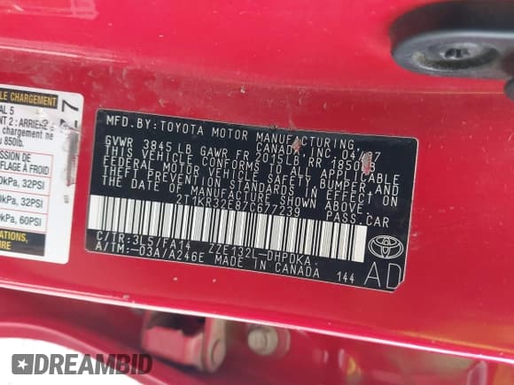 ✅ 2007 Toyota Matrix STD • VIN: 2T1KR32E87C677239 • Лот: 43152582. Опубликован ранее на IAAI с пробегом 213 279 миль. Бесплатный доступ к архиву аукционных продаж из США и подробный отчёт об истории автомобиля на DreamBid. Изображение 9.