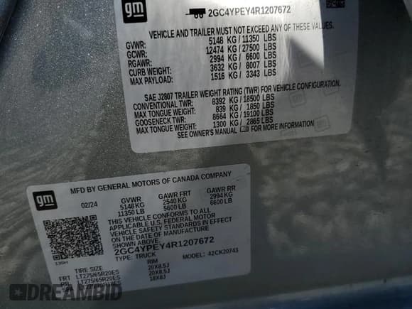 ✅ 2024 Chevrolet Silverado 2500HD LTZ • VIN: 2GC4YPEY4R1207672 • Лот: 90295975. Опубликован ранее на Copart с пробегом 51 212 миль. Бесплатный доступ к архиву аукционных продаж из США и подробный отчёт об истории автомобиля на DreamBid. Изображение 10.