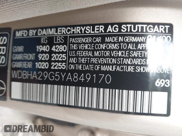 ✅ 2000 Mercedes-Benz C 230/260/280/320 • VIN: WDBHA29G5YA849170 • Lot: 43094506. Wystawiony na IAAI z przebiegiem 178 168 mil. Bezpłatny archiwum sprzedaży aukcyjnych z USA i szczegółowy raport historii pojazdu na DreamBid. Zdjęcie 9.