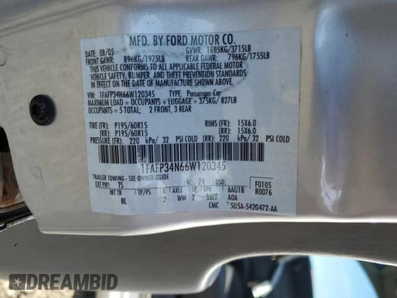 ✅ 2006 Ford Focus S • VIN: 1FAFP34N66W120345 • Lot: 87309565. Wystawiony na Copart z przebiegiem 152 618 mil. Bezpłatny archiwum sprzedaży aukcyjnych z USA i szczegółowy raport historii pojazdu na DreamBid. Zdjęcie 12.