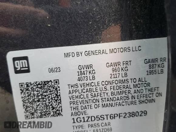 2023 Chevrolet Malibu LT with VIN 1G1ZD5ST6PF238029, listed as a Copart auction lot 90923465 with 41,604 mi miles and Non repairable. Bid and sale history available at DreamBid. Image 13.